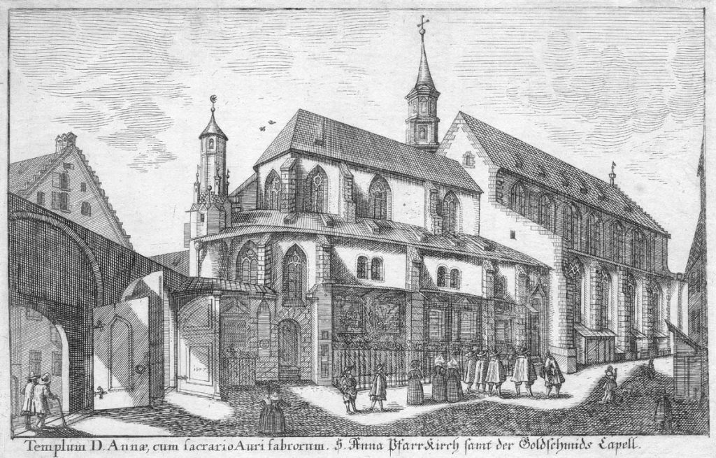 St-Anna-Kirche in der Ansichtensammlung Augusta Vindelicorum von Simon Grimm, 1704